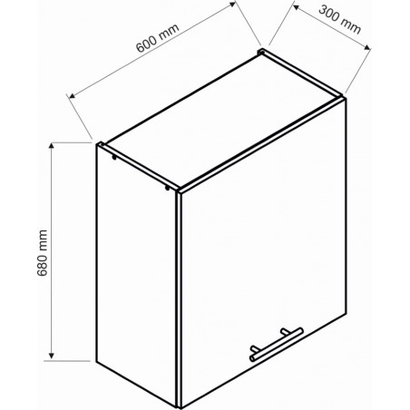 Szafka górna W60/68 SLIM P/L z okapem srebrnym