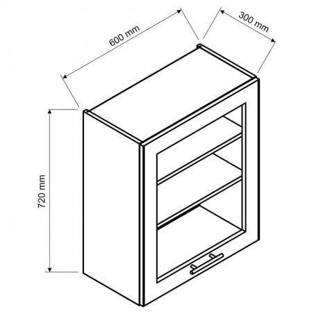 Meble kuchenne Irma - szafka górna WS60 P/L witryna - wymiary