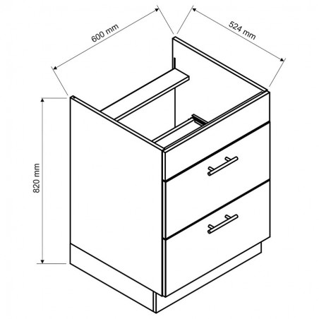 Meble kuchenne Irma - szafka dolna D60 PC S/2 ZAŚLEPKA - wymiary