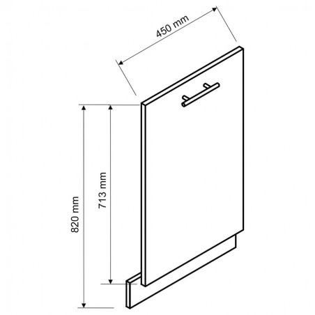 Meble kuchenne Irma - front zmywarki FR ZM 45 panel ukryty - wymiary
